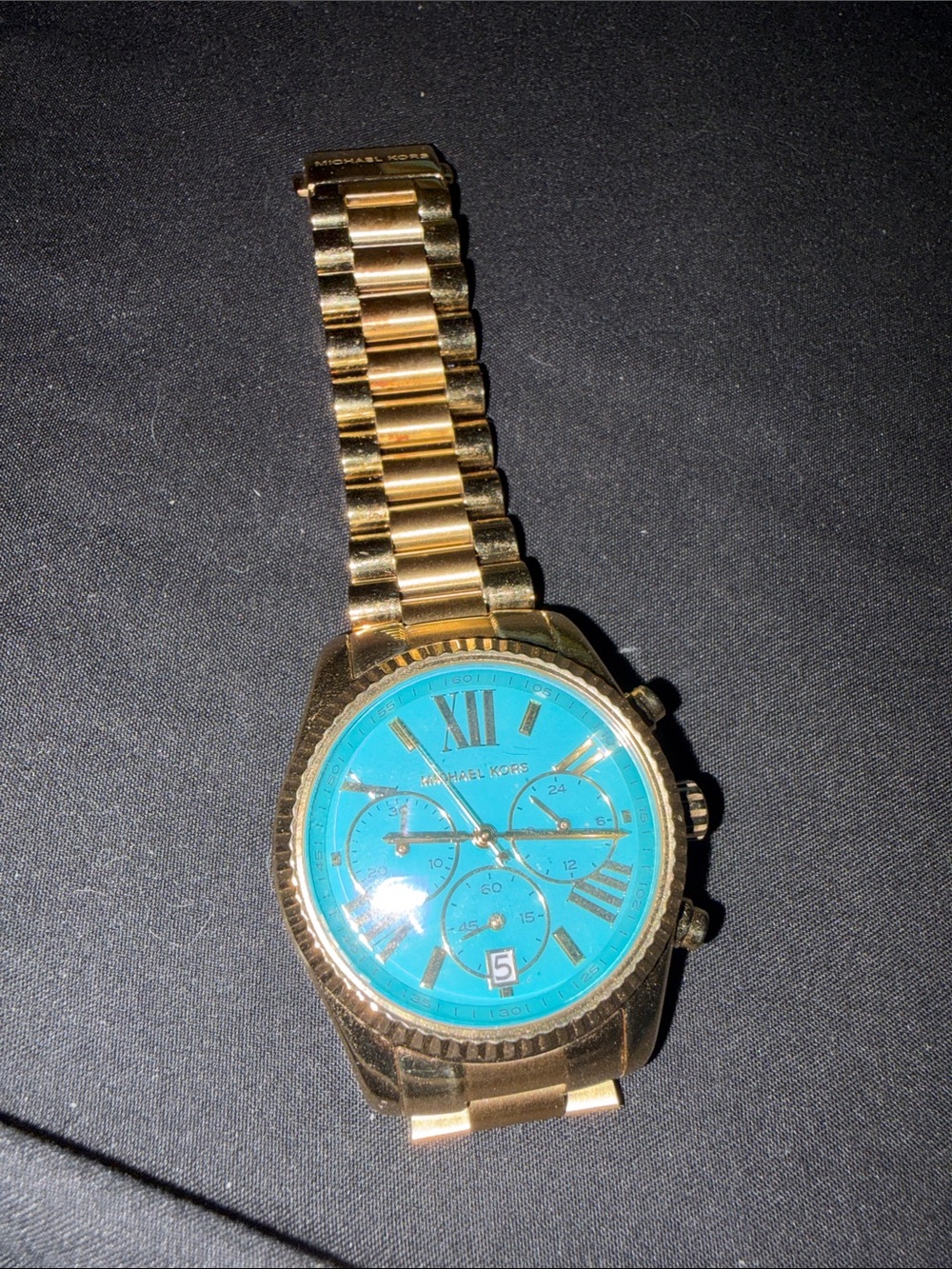 Michael Kors Gold and Turquoise Men’s Chronograph Watch